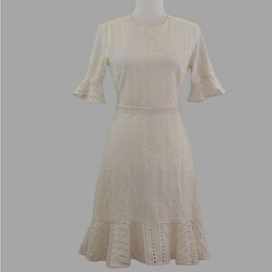 Elegant Cream Dress with Ruffle Sleeves